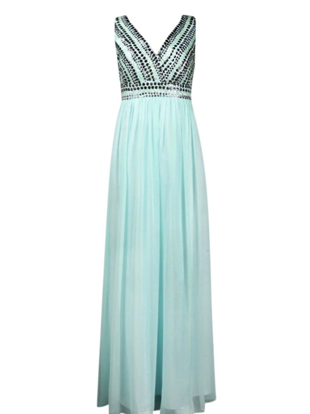 Decode 1.8 Sleeveless Embellished Bodice A-Line Chiffon Dress